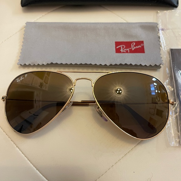 🍉SALE PRICE 🍉 Ray Ban Polarized Brown Aviator Classic B-15 Sunglasses - Picture 8 of 17